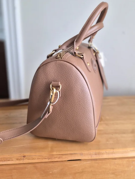 NWT Viral Steve Madden BMateo Brown Pebbled Speedy Leather Satchel Crossbody Bag - Picture 3 of 10